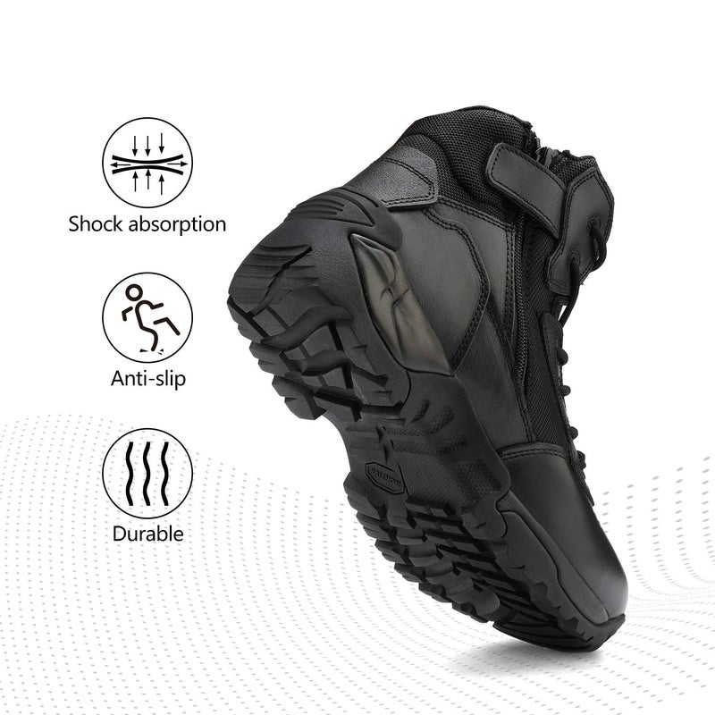 NORTIV 8 Mens Military Tactical Work Boots Side Zip Outdoor Hiking Leather Motorcycle Combat Boots,Size 7.5,Black,ALLOY - Image 5